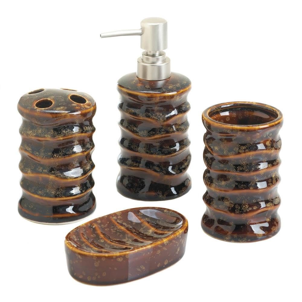 HomeLoft Basics Brown Stony Bath Accessory Set