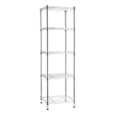 Amazon Basics 5-Shelf Tower Adjustable Storage Shelving Unit, Chrome, 16" x 16" x 54", 150 lbs Per Shelf