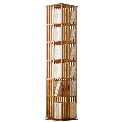360Bamboo Rotating Bookcase Home Kids Learning Organizer Bookcase Polished Smooth Safe and Environmentally Friendly Suitable for Living Room Bedroom Office Study Classroom etc (Color : Walnut Colore