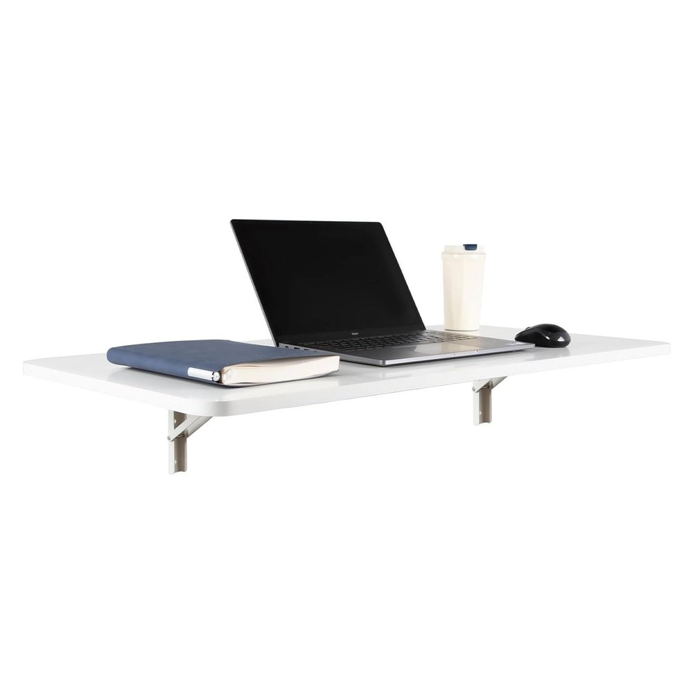 White Folding Computer Desk 60cm 70cm 80cm 90cm 100cm 120cm | Fold-down Wall Table for Home Office Work | Foldable Dining Table Breakfast Bar Table, Drop-Leaf Desk ( Size : L40xW30cm/L16xW12in )