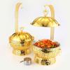 HONHPD Gold Round Chafing Dishes for Buffet - 4 Pack, 8 Quart Stainless Steel Chafer Buffet Servers and Warmers Set, with Hanging Cover for Weddings, Parties, Banquets, and Catering Eventst view 3