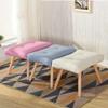 4-Leg Wooden Footstool Square Fabric Footrest Modern Minimalist Lazy Sofa Changing Shoe StoolDressing Small Bench H 1456IN,White view 3