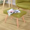 4-Leg Wooden Footstool Square Fabric Footrest Modern Minimalist Lazy Sofa Changing Shoe StoolDressing Small Bench H 1456IN,White view 4