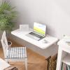 Gaommini Office Folding Foldable Computer Desk, Wall-Mounted Drop Leaf Dining Kitchen Table, Wall Desk Fold-Down Work Table for Laundry Room Home Bathroom, White/Wood (Size : L50xW30cm/L20xW12in) view 1