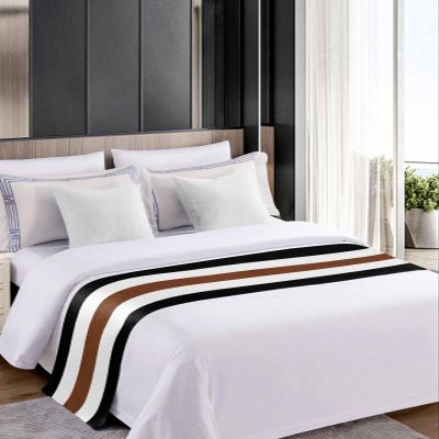 Geometric Stripes,Bed Runner Scarf Full Queen Size,Luxury Bed Throw Runners & Scarves for Twin Full Queen King Foot of Bed Bedroom Hotel Wedding Room,Boho Tribal Black Brown Whte Bohemia 83"x20"