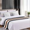 Geometric Stripes,Bed Runner Scarf Full Queen Size,Luxury Bed Throw Runners & Scarves for Twin Full Queen King Foot of Bed Bedroom Hotel Wedding Room,Boho Tribal Black Brown Whte Bohemia 83"x20" view 1