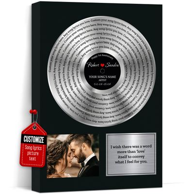 Personalized Platinum Vinyl Record Award Print for Wedding Song Gift, Decor Framed with Custom Engraving, Vinyl Record Custom for Wedding Anniversary for Couple
