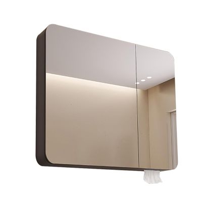 Wall Mount Medicine Cabinet Rounded Rectangle Lighted Medicine Cabinet with Mirror, Bathroom Vanity Mirror Cabinet, Aluminum Framed Surface, Defog ( Color : Gray A , Size : 80*13*70cm/31*5*28in )