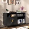 Fiogmub Large Record Player Stand, Mid Century Turntable Stand with Door, Record Player Table Holds Up to 350 Albums,Vinyl Display Shelf for Living Room view 4