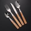 72 piece silverware set for 18, 304 stainless steel flatware sets rosewood handle knife and fork spoon Western tableware steak knife and fork four main pieces Beech handle view 1