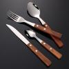 72 piece silverware set for 18, 304 stainless steel flatware sets rosewood handle knife and fork spoon Western tableware steak knife and fork four main pieces Beech handle view 3