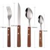 72 piece silverware set for 18, 304 stainless steel flatware sets rosewood handle knife and fork spoon Western tableware steak knife and fork four main pieces Beech handle view 4