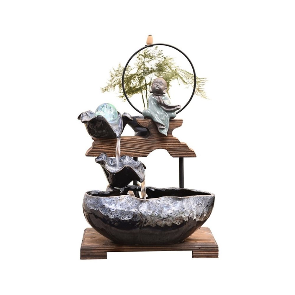 sdneNest Small Fountain Indoor Tabletop Water Fountain - Fengshui Small Meditation Relaxing Fountain, for Living Room, Home, Office Indoor Fountain (A)