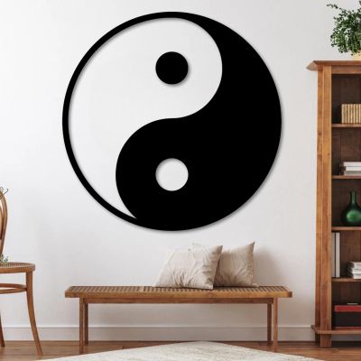 rumloch Yin Yang Wall Decor,Yin Yang Wall Art,Yin Yang Symbol,Metal Wall Art Home Decor,Wall Decorations for Living Room,Office,Ying Yang Wall Hanging (7676 cm/30"30" in, Style 1)