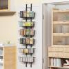 Hocookeper 6 Tier Over the Door Pantry Organizer, Over the Door Spice Rack with Adjustable Baskets, Metal Hanging Door Pantry Organizers and Storage for Kitchen Bathroom Bedroom, Black view 4