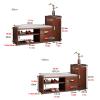 JIAOCKJIAO Shoe Storage Bench with Side Cabinet and Drawers, Shoe Rack Bench with Upholstered Seat, Entryway Shoe Changing Bench with Open and Hidden Storage, for Hallway, Living Room (Color : Natura view 2