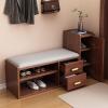 JIAOCKJIAO Shoe Storage Bench with Side Cabinet and Drawers, Shoe Rack Bench with Upholstered Seat, Entryway Shoe Changing Bench with Open and Hidden Storage, for Hallway, Living Room (Color : Natura view 3