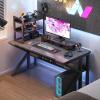 HomeLoft Basics Computer Desk with Shelves, Gameing Desk with Desktop Shelf, K+1 Type Table Legs, Stable, Computer Table for Games, Office Work, Writing, Reading, 120cm, Black Stone Texture view 1