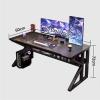HomeLoft Basics Computer Desk with Shelves, Gameing Desk with Desktop Shelf, K+1 Type Table Legs, Stable, Computer Table for Games, Office Work, Writing, Reading, 120cm, Black Stone Texture view 2