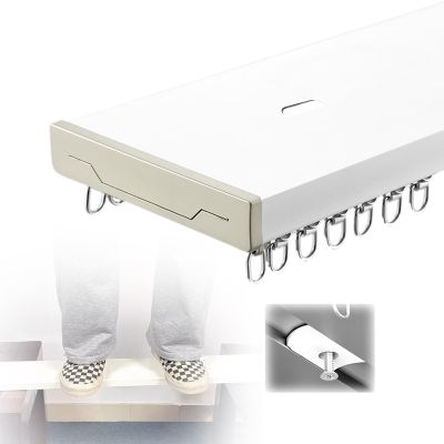 Aluminium Curtain Track for Hanging and Moving Shower Curtain Room Divider Flexible Double Curtain Rail Ceiling Or Wall Mount 180/250/300/500cm Customized Length (Carbonizedcolor : White, Size : 9.9
