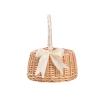 Mokylor 1PCS/2PCS Wicker Rattan Flower Girl Basket for Wedding, Handwoven Wicker Fairy Flower Basket with Pearl Handle Wedding Candy Gift Basket for Weddings Bridal Anniversary Party Decor(White, S) view 1