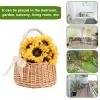 Mokylor 1PCS/2PCS Wicker Rattan Flower Girl Basket for Wedding, Handwoven Wicker Fairy Flower Basket with Pearl Handle Wedding Candy Gift Basket for Weddings Bridal Anniversary Party Decor(White, S) view 2