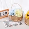 Mokylor 1PCS/2PCS Wicker Rattan Flower Girl Basket for Wedding, Handwoven Wicker Fairy Flower Basket with Pearl Handle Wedding Candy Gift Basket for Weddings Bridal Anniversary Party Decor(White, S) view 3