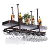 Ceiling Wine Glass Rack,Adjustable Hanging Wine Holder Cabinet,Hanging Wine Glass Rack with Light Box,Wine Glass Drying Rack for Dining Room (Color : Bronze, Size : 80cm) view 1