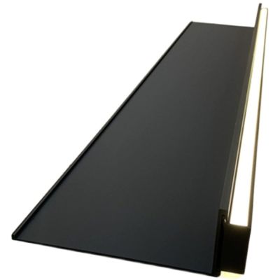 Aluminum Alloy Wall Hanging Shelves, Built-in Illuminated LED Light and Transformer Wall Hanging Creative Bookshelf Simple Metal Clapboard Strong Load-Bearing Easy to Install (Color : Black, Size :
