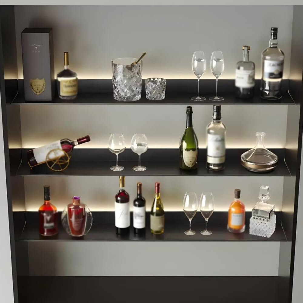 1pcs Floating Display Shelf with Built-in Illuminated LED Light and Transformer, Aluminium Alloy Wall Mounted Light-Emitting Bookshelf, Versatile Display Shelf (Color : Black, Size : 120x23x7.5cm)
