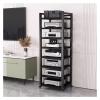 7 8 6 5 Tier Stereo Components Rack/cabinet, Tall Heavy Duty Audio-Video Media Stand With Adjustable Shelf, Rolling Stereo Components Shelving for Living Room/ Home/ Office ( Color : Black-#3 , Size : view 1