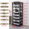 7 8 6 5 Tier Stereo Components Rack/cabinet, Tall Heavy Duty Audio-Video Media Stand With Adjustable Shelf, Rolling Stereo Components Shelving for Living Room/ Home/ Office ( Color : Black-#3 , Size : view 2