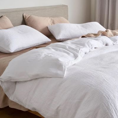HomeLoft Basics White Waffle Duvet Cover Set, Cotton Bedding Cover, Waffle Quilt Cover, Waffle Bedding Set, Comforter Cotton Duvet Cover, Single, Double, King, Queen Duvet Cover Set (Twin XL 59X102)