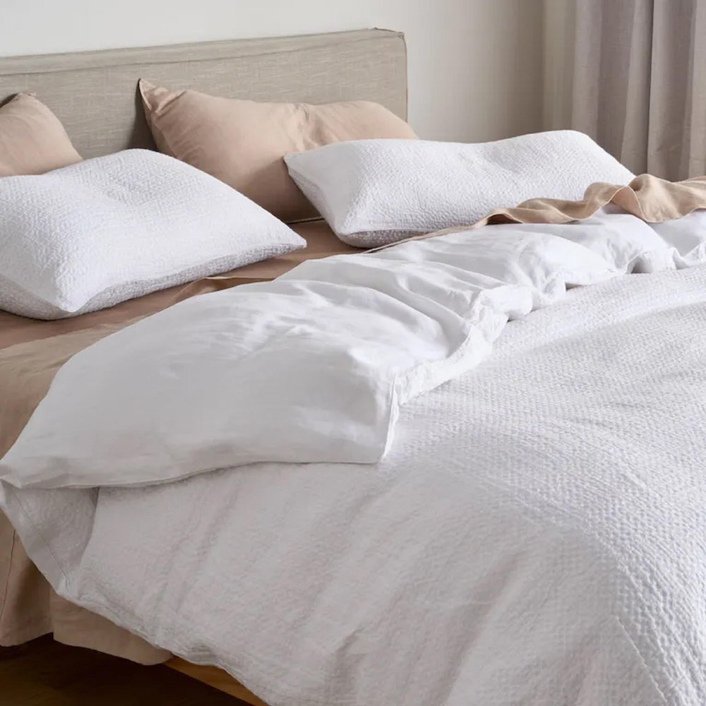 HomeLoft Basics White Waffle Duvet Cover Set, Cotton Bedding Cover, Waffle Quilt Cover, Waffle Bedding Set, Comforter Cotton Duvet Cover, Single, Double, King, Queen Duvet Cover Set (Twin XL 59X102)