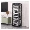 Audio Video Media Stand Cabinet with Height Adjustable Shelf & Wheels, Living Room 5 6 7 8 Tier Entertainment Stereo Components Rack For Small Space ( Color : Black-#2 , Size : 7 tier-50cm wide ) view 1