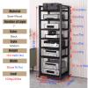 Audio Video Media Stand Cabinet with Height Adjustable Shelf & Wheels, Living Room 5 6 7 8 Tier Entertainment Stereo Components Rack For Small Space ( Color : Black-#2 , Size : 7 tier-50cm wide ) view 2
