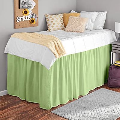 Bed Skirt-Extra Long Extended Dorm Room Bed Skirt |100% Egyptian Cotton, 600-Thread Count| 32-Inch Drop| Extra Long Dorm Room Bed Skirt - [Sage Solid, Full XL/32 Drop]
