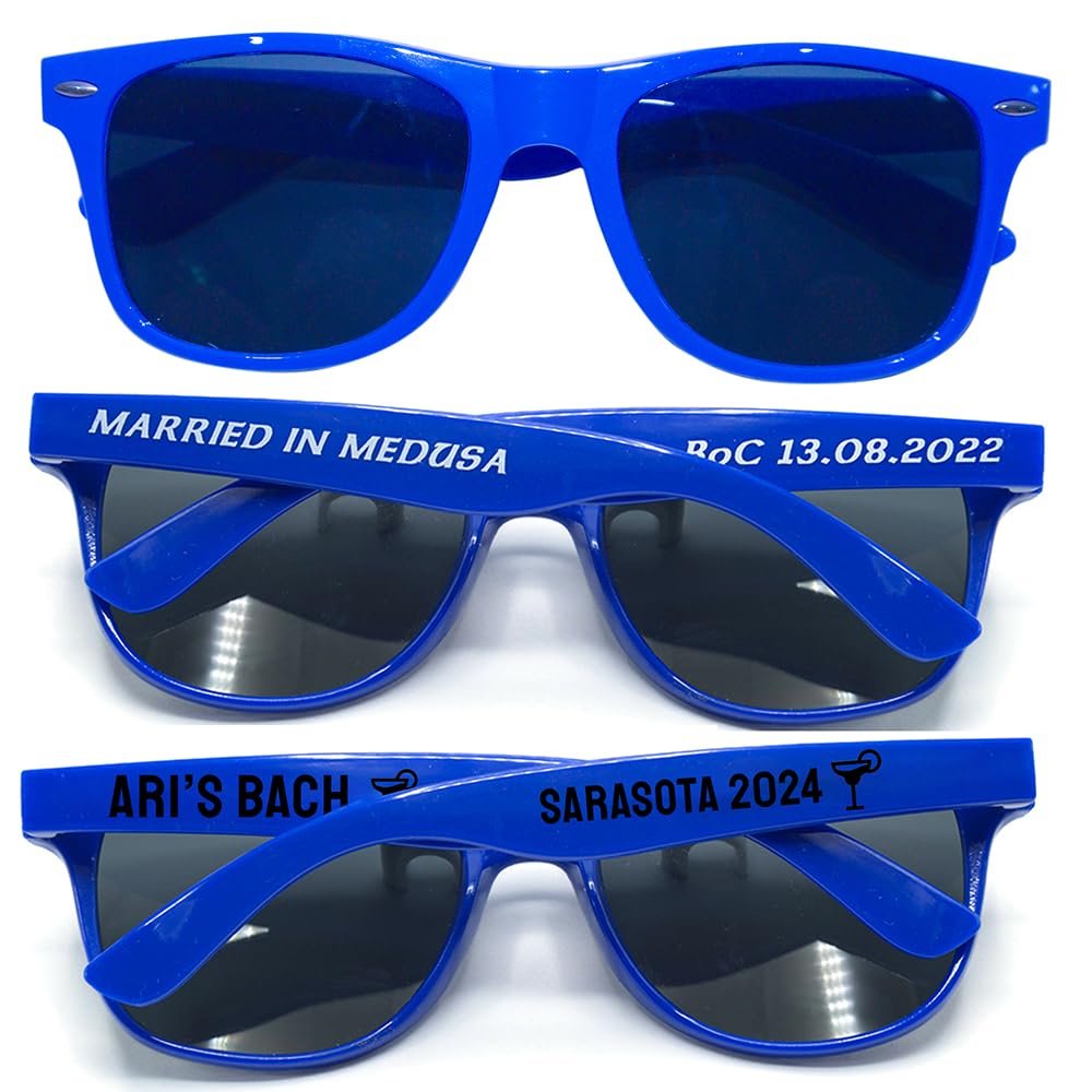 450PC Custom Sunglasses Personalized Bulk Party Favors Wedding Guests Logo Music Show Birthday Bachelorette Bridesmaid Gifts Garden 2024 Prom Customizable Glasses (Dark Blue)