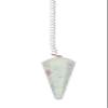 Blessfull Healing Reiki Gemstone Ruby Fuchsite Stone Cone Dowsing Pendulum with Long Chain Design #1 view 3