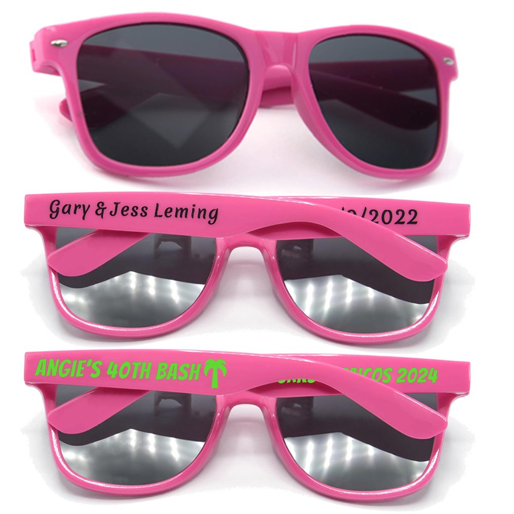 450PC Custom Sunglasses Personalized Bulk Party Favors Wedding Guests Logo Music Show Birthday Bachelorette Bridesmaid Gifts Garden 2024 Prom Customizable Glasses (Hot Pink)