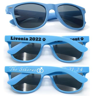 140PC Custom Sunglasses Personalized Bulk Party Favors Wedding Guests Logo Music Show Birthday Bachelorette Bridesmaid Gifts Garden 2024 Prom Customizable Glasses (Blue)