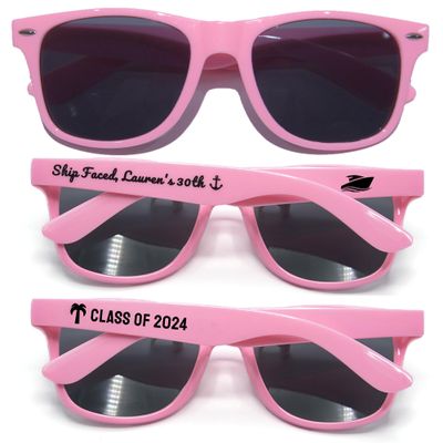 500PC Custom Sunglasses Personalized Bulk Party Favors Wedding Guests Logo Music Show Birthday Bachelorette Bridesmaid Gifts Garden 2024 Prom Customizable Glasses (Pink)