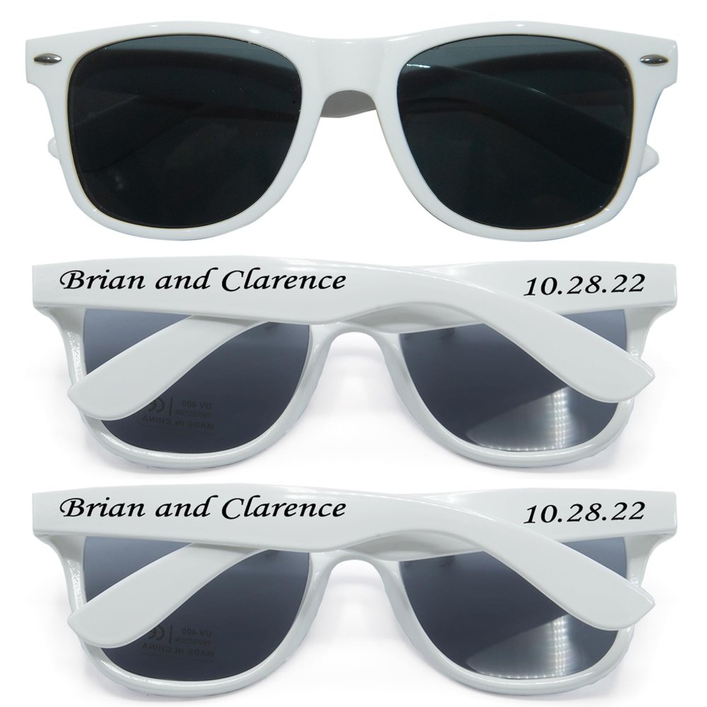 110PC Custom Sunglasses Personalized Bulk Party Favors Wedding Guests Logo Music Show Birthday Bachelorette Bridesmaid Gifts Garden 2024 Prom Customizable Glasses (White)