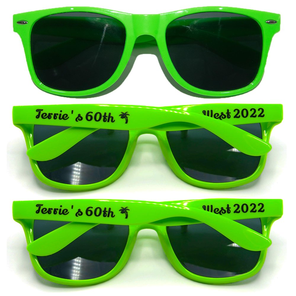 180PC Custom Sunglasses Personalized Bulk Party Favors Wedding Guests Logo Music Show Birthday Bachelorette Bridesmaid Gifts Garden 2024 Prom Customizable Glasses (Green)