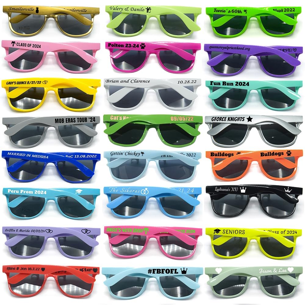 120PC Custom Sunglasses Personalized Bulk Party Favors Wedding Guests Logo Music Show Birthday Bachelorette Bridesmaid Gifts Garden 2024 Prom Customizable Glasses (Mixed)