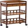 HAOKAZLBR Bar Serving Cart for Hotel Luxury Restaurant, 3-Tiered Home Kitchen Cart Lockable Caster Liquor Cart Rolling Bar Cart with Drawer for KitchenNature/Brown31 X 12 X 21 Inch (Color : Brown) view 1