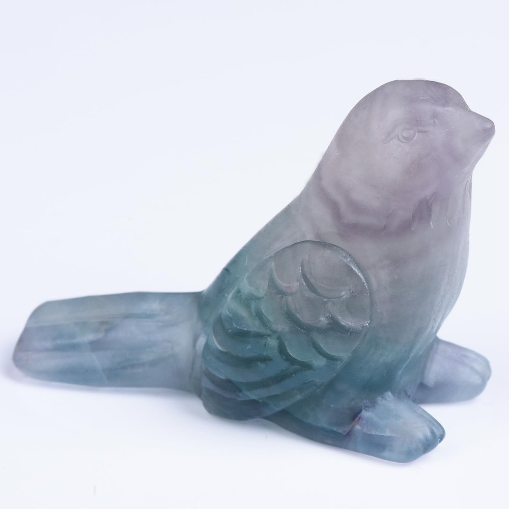 2.2 inch Fluorite Bird Crystal figurines,Hand Carved Healing Crystal blueBird decor statue, Perfect for Meditation Rooms and Yoga Spaces,Bird Sculpture Gift Idea for Birthdays and Special Occasions