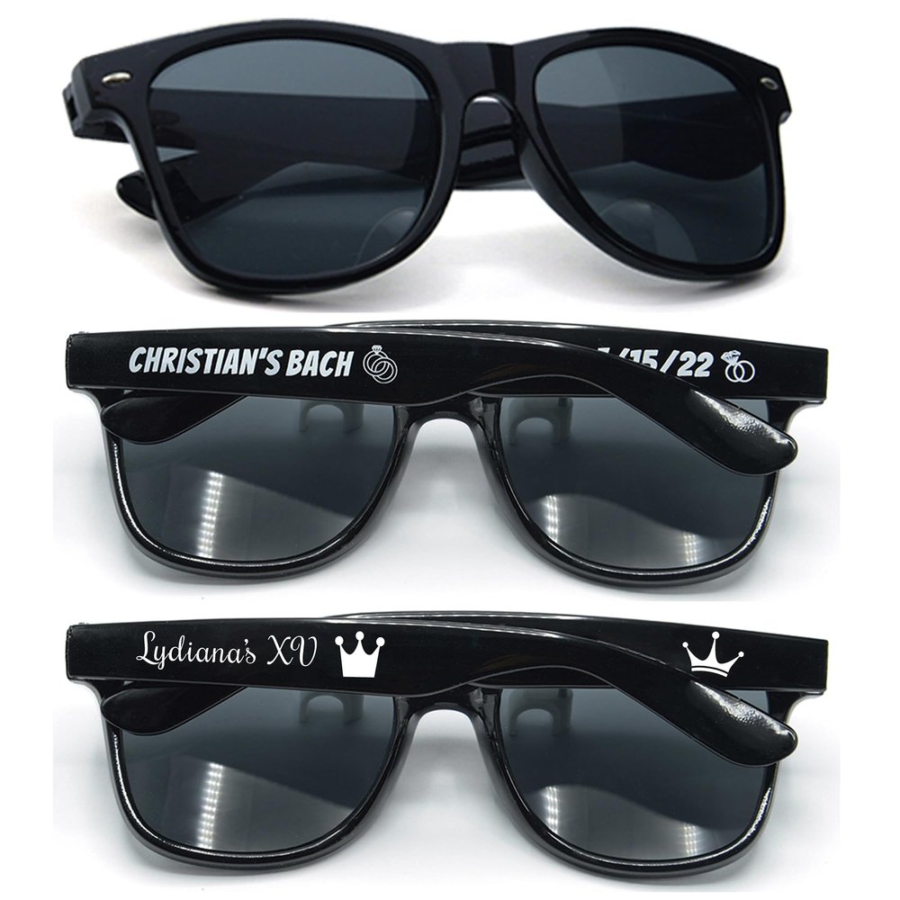 350PC Custom Sunglasses Personalized Bulk Party Favors Wedding Guests Logo Music Show Birthday Bachelorette Bridesmaid Gifts Garden 2024 Prom Customizable Glasses (Black)