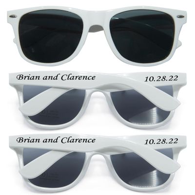 130PC Custom Sunglasses Personalized Bulk Party Favors Wedding Guests Logo Music Show Birthday Bachelorette Bridesmaid Gifts Garden 2024 Prom Customizable Glasses (White)