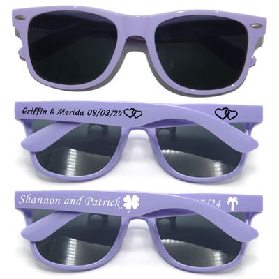 300PC Custom Sunglasses Personalized Bulk Party Favors Wedding Guests Logo Music Show Birthday Bachelorette Bridesmaid Gifts Garden 2024 Prom Customizable Glasses (Lavender)